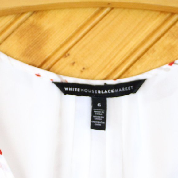 White House Black Market Cold Shoulder Dress Size 6 Taupe Red Short Sleeve D74 - Picture 9 of 10